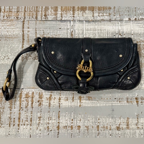 Juicy Couture Vintage Black Leather Clutch Bag - Picture 1 of 5